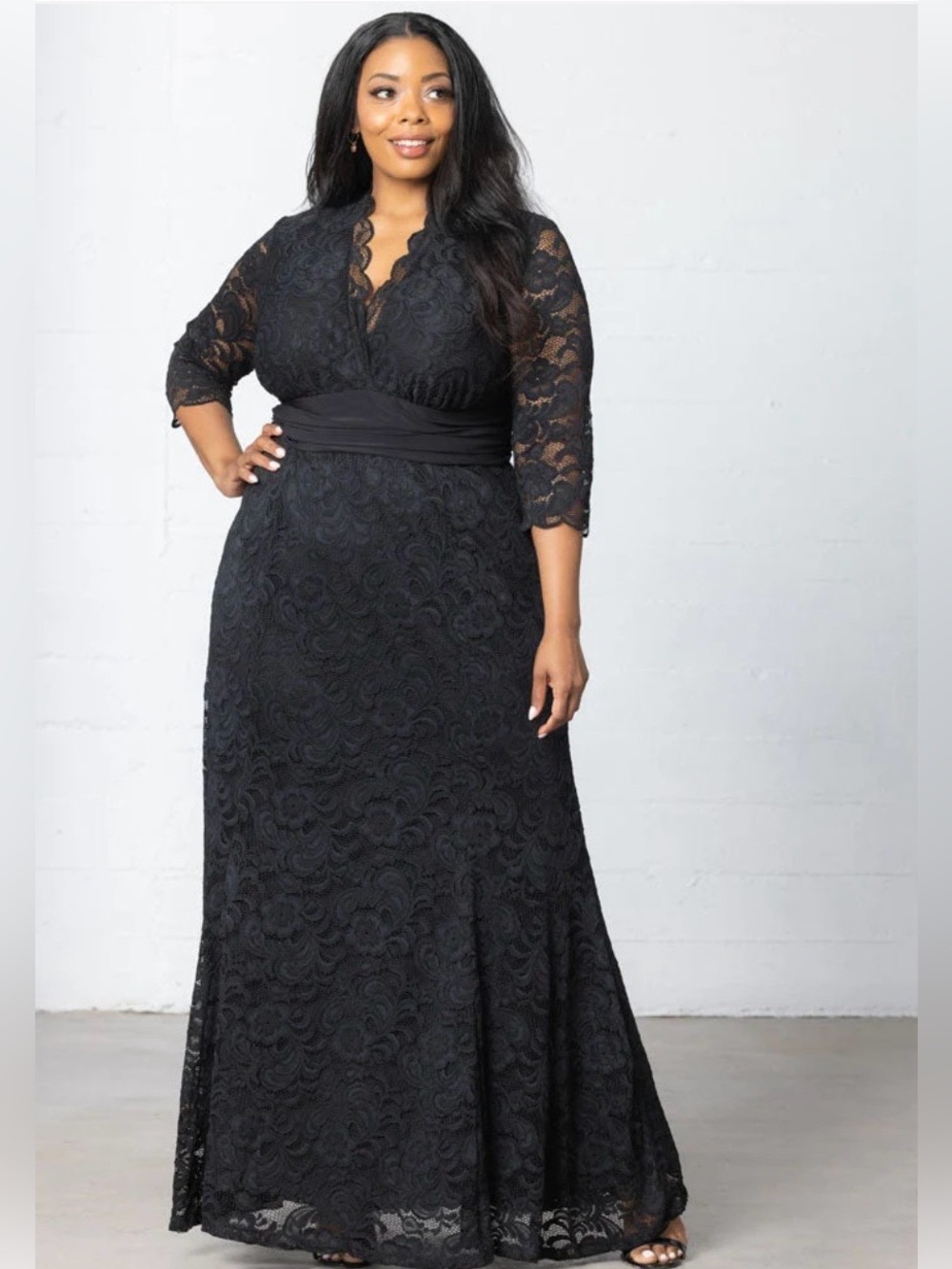 Kiyonna Siren Black Long Lace Formal Dress Woman’s Plus Size 3X (22-24) NWT